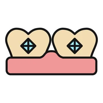 Teeth with gems in gum line vector icon Stock Illustration