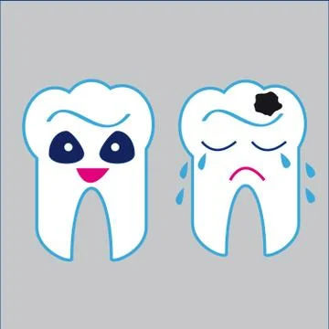 Teeth on  grey background Stock Illustration