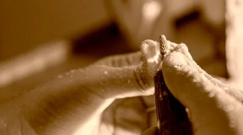 Teeth grinding for make denture Stock Photos