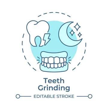 Teeth grinding soft blue concept icon Stock Illustration