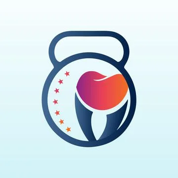 Teeth guards Dental vector logo design with fitness icon Stock Illustration
