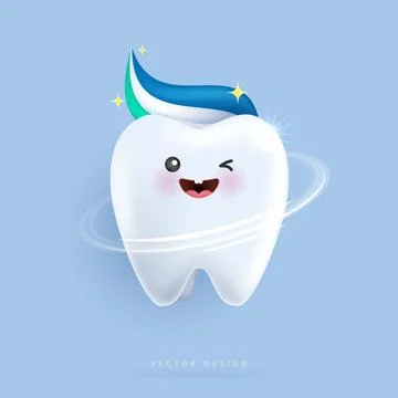 Teeth is happy brush your teeth with toothpaste. teeth suitable for childre.. Illustrazione stock
