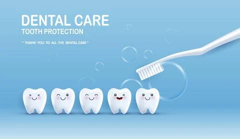 Teeth is happy brush your teeth with toothpaste. teeth suitable for childre.. 스톡 일러스트