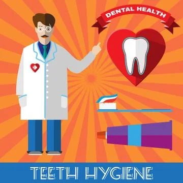Teeth Hygiene Vector Banner Illustration Illustrazione stock
