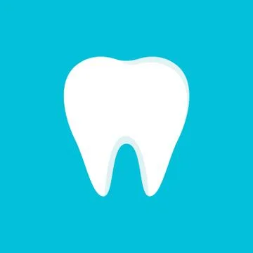 Teeth icon isolated on blue background. Clean tooth concept in flat style. Br Stock Illustration
