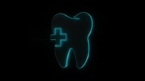 Teeth Icon Rotate Around on black background Stock Footage 246955965