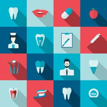 Teeth icons flat Illustrazione stock