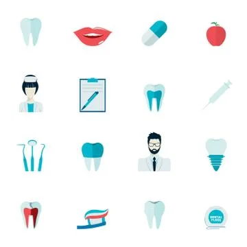 Teeth Icons Flat 스톡 일러스트