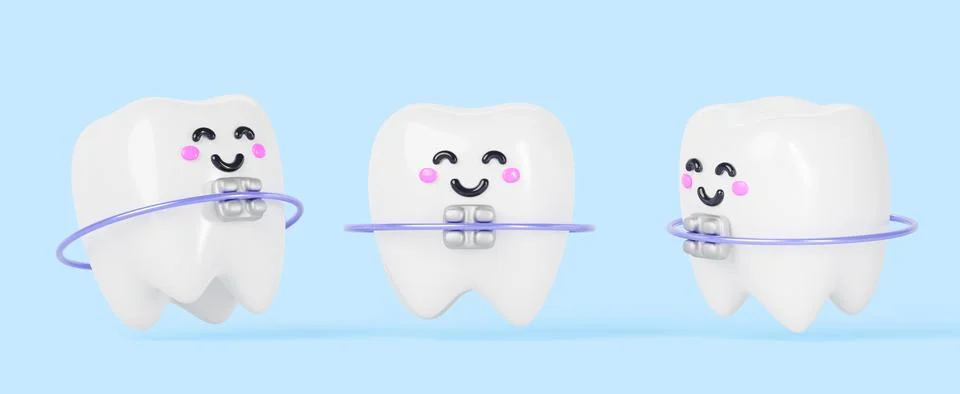 cartoon teeth with braces