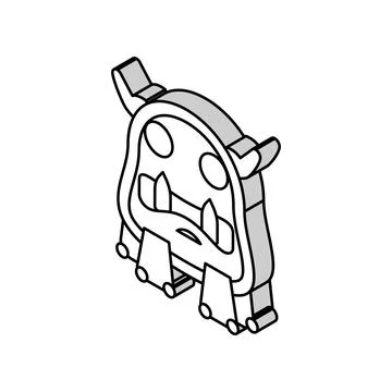 Teeth monster alien isometric icon vector illustration Illustrazione stock