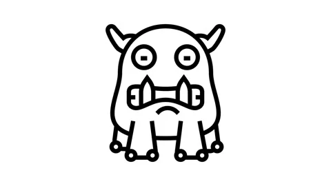 Teeth monster alien line icon animation Stock Footage 326137724