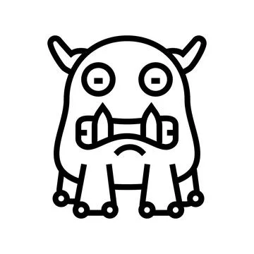 Teeth monster alien line icon vector illustration 스톡 일러스트