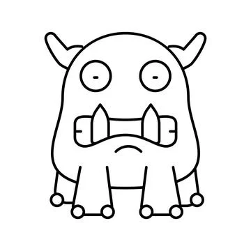Teeth monster alien line icon vector illustration 스톡 일러스트