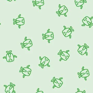 Teeth monster alien line vector seamless pattern Stock Illustration
