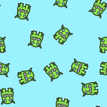 Teeth monster alien vector seamless pattern Stock Illustration