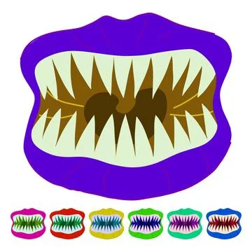 Teeth monster mouth vector cartoon graphic Stock Illustration