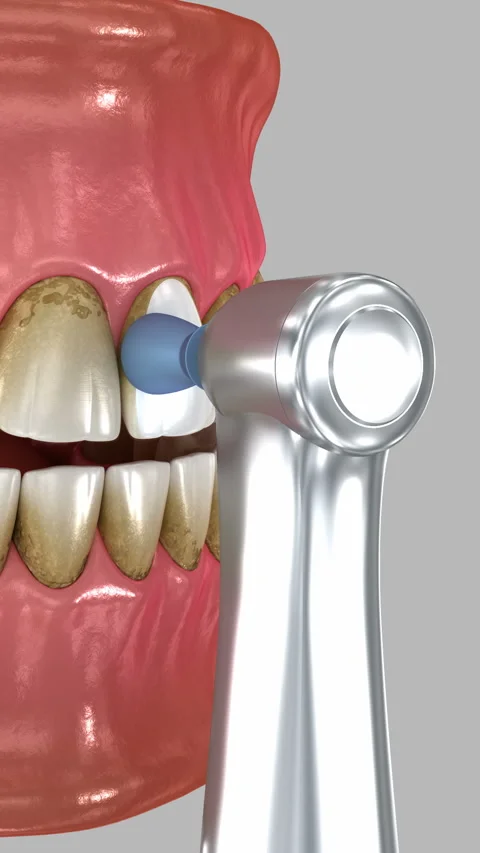 Teeth polishing procedure with professional brush and gel Stock Footage 314453259