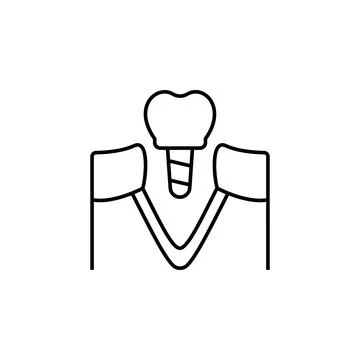 Teeth, prosthesis, screw icon. Element of prosthetics thin line icon Stock Illustration