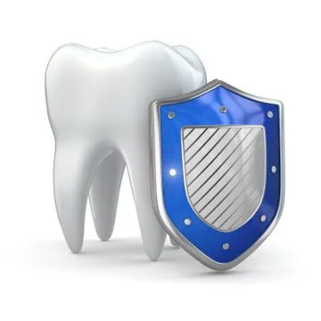 Teeth protection concept. shield and tooth. Stock Illustration