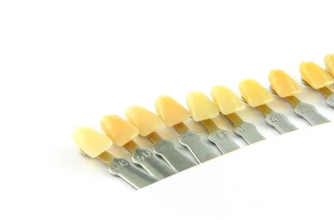 Teeth shade guide on white background Stock Photos