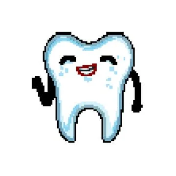 Teeth tooth character pixel art vector illustration Stock Illustration
