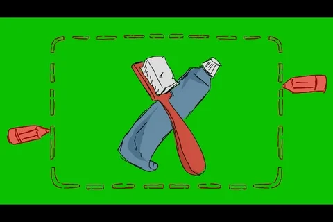 Teeth Toothpaste Toothbrush - Hand-Drawn Animation - rectangle red Stock Footage 98502037