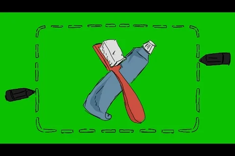 Teeth Toothpaste Toothbrush - Hand-Drawn Animation - rectangle black Stock Footage 98502474