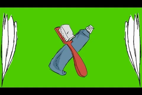 Teeth Toothpaste Toothbrush - Hand-Drawn Animation - leaves white Stock Footage 98502637