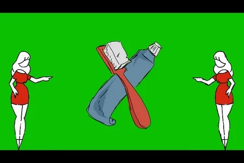 Teeth Toothpaste Toothbrush - Hand-Drawn Animation - women pointing red Stock Footage 98503827