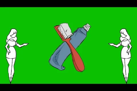 Teeth Toothpaste Toothbrush - Hand-Drawn Animation - women pointing white Stock Footage 98504070