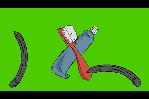 Teeth Toothpaste Toothbrush - Hand-Drawn Animation - pencils black Stock Footage 98505470