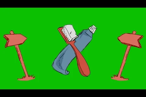 Teeth Toothpaste Toothbrush - Hand-Drawn Animation - board pointing red Stock Footage 98505634