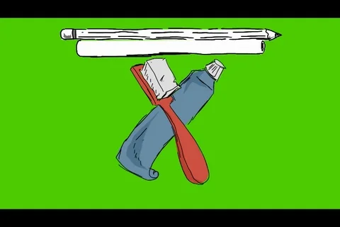 Teeth Toothpaste Toothbrush - Hand-Drawn Animation - pencil note white Stock Footage 98506714