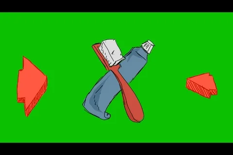 Teeth Toothpaste Toothbrush - Hand-Drawn Animation - spinning arrows red Stock Footage 98507386