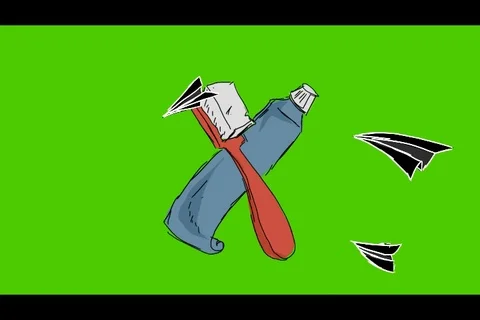 Teeth Toothpaste Toothbrush - Hand-Drawn Animation - paper plane black Stock Footage 98507551