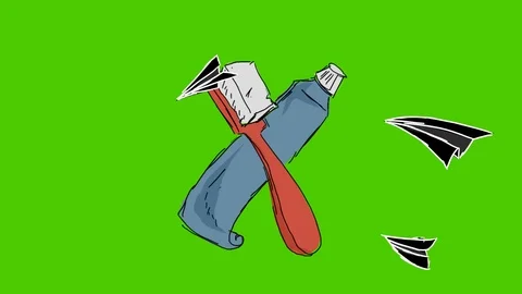 Teeth Toothpaste Toothbrush - Hand-Drawn Animation - paper plane black Stock Footage 98562714