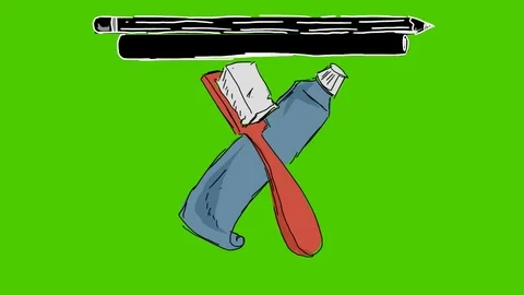 Teeth Toothpaste Toothbrush - Hand-Drawn Animation - pencil note black Stock Footage 98562728