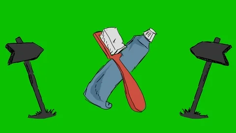 Teeth Toothpaste Toothbrush - Hand-Drawn Animation - board pointing black Stock Footage 98562906