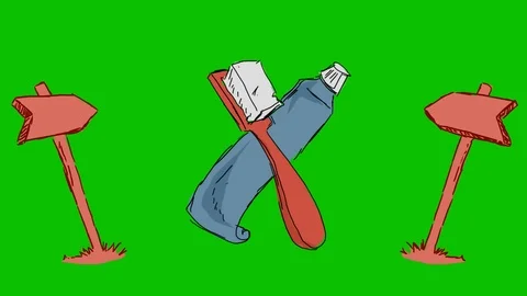 Teeth Toothpaste Toothbrush - Hand-Drawn Animation - board pointing red Stock Footage 98562927