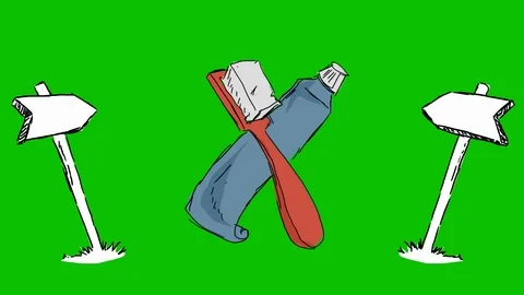 Teeth Toothpaste Toothbrush - Hand-Drawn Animation - board pointing white Stock Footage 98562939