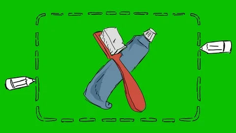 Teeth Toothpaste Toothbrush - Hand-Drawn Animation - rectangle white Stock Footage 98563018