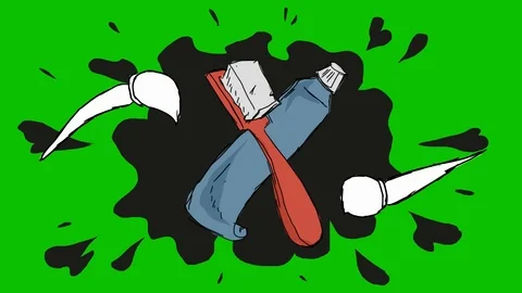 Teeth Toothpaste Toothbrush - Hand-Drawn Animation - spot black Stock Footage 98563053