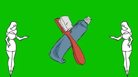 Teeth Toothpaste Toothbrush - Hand-Drawn Animation - women pointing white Stock Footage 98563092