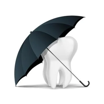 Teeth in the umbrella. Isolated on white background. Stock Illustration