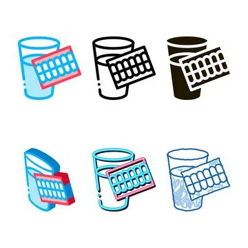 Teeth water glass icon vector concepts outline Stock Illustration
