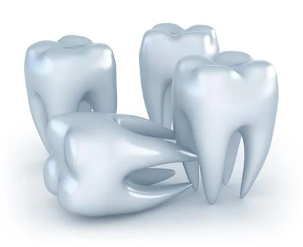 Teeth on white background. 3D image. Stock Illustration