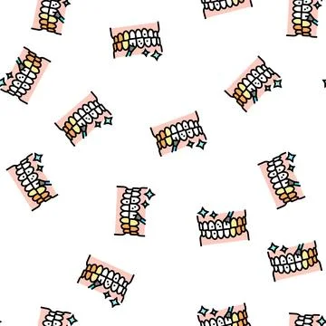 Teeth whitening vector seamless pattern Stock Illustration