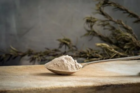 Teff flour on a spoon Stock Photos