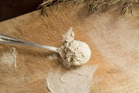 Teff flour on a spoon Stock Photos