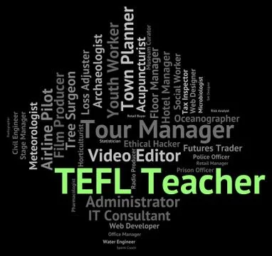 Tefl Teacher Indicates Give Lessons And Coach Иллюстрация